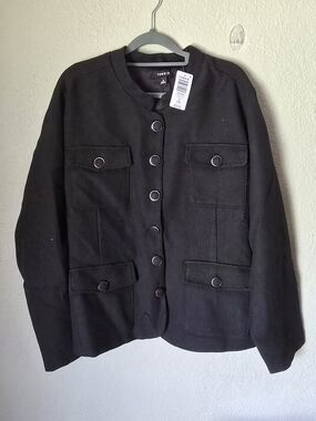 TORRID Black Button-Front Pocket Jacket